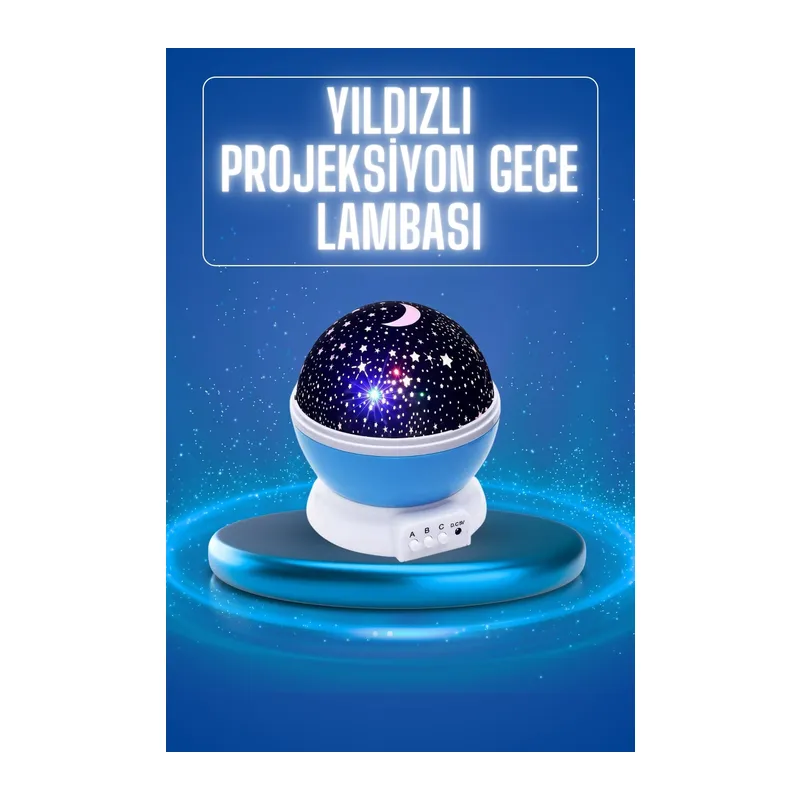 Yıldızlı Gece Lambası Mor Projeksiyon Görünümlü Masa Lambası Renk Değiştirebilen