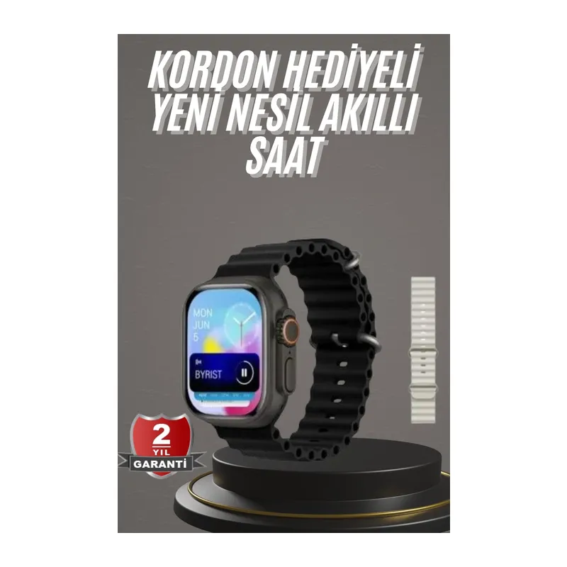2025 Model Akıllı Saat Çift Kordon Ios Ve Android Arama Cevaplama Sesli Asistan