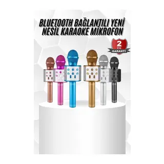 Karaoke Mikrofon Bluetooth Bağlantılı Aux Girişli Uzun Pil Ömrü Yüksek Ses Kaliteli