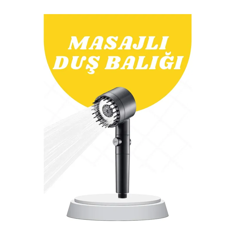 Duş Başlığı Yüksek Basınçlı Masaj Taraklı 3 Kademeli