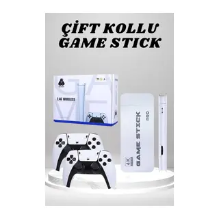 4K HD Görüntü Kaliteli Retro Game Stick 20000 Oyunlu Çift Kollu Beyaz Game Stick