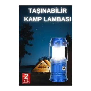 Büyük Boy Güneş Enerjili Kamp Feneri Işıldak Lamba USB Şarjlı