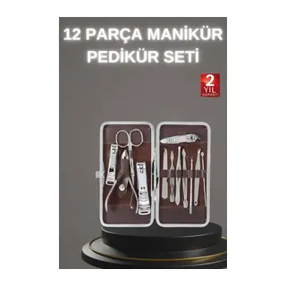 12 Parça Paslanmaz Çelik Kompakt ve Taşınabilir Manikür Makası Tırnak Makası