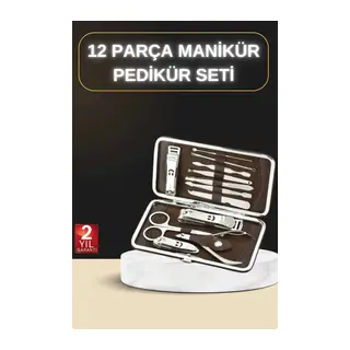 12 Parça Manikür Pedikür Seti Özel Deri Çanta El Ayak Bakımı Akne ve Sivilce Temizleme