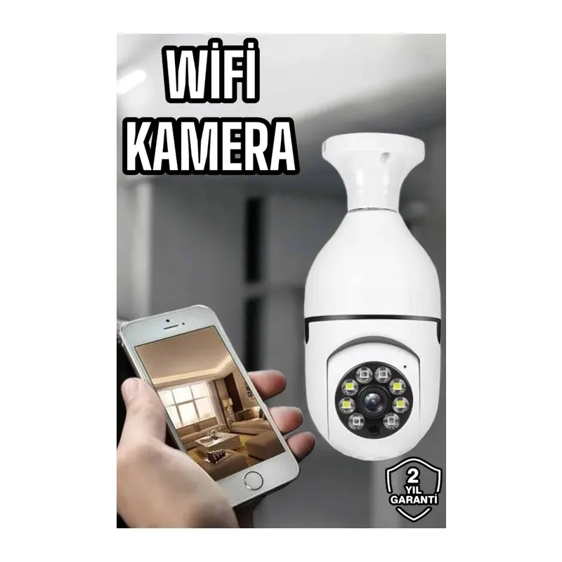 Ampul Görünümlü Güvenlik Kamerası Duylu Wifi Kamerası Dönebilen