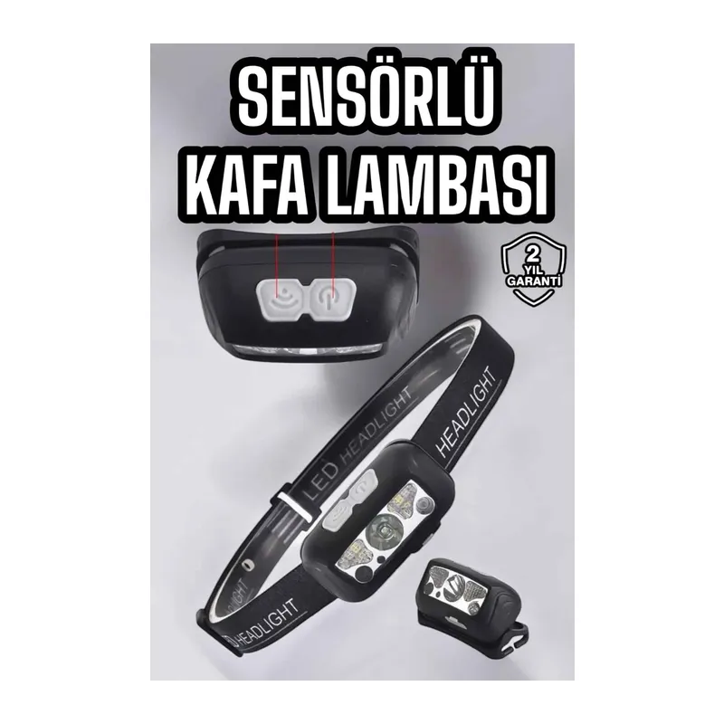 Kafa Lambası Kamp Lambası Sensörlü Şarjlı Ayarlanabilir