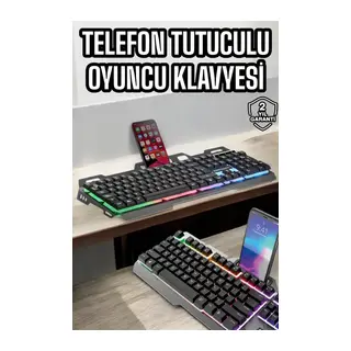 Oyuncu Klavyesi Q Klavye RGB Işıklı Mouse Hediyeli