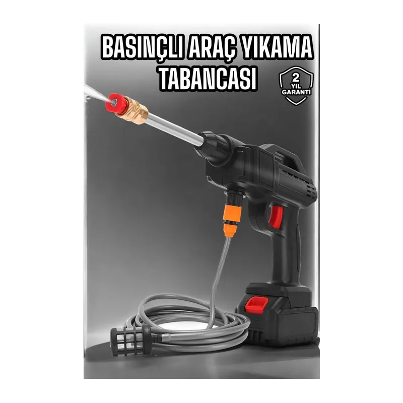 Şarjlı Oto Yıkama Tabancası Su Basınçlı Hazneli Bataryalı