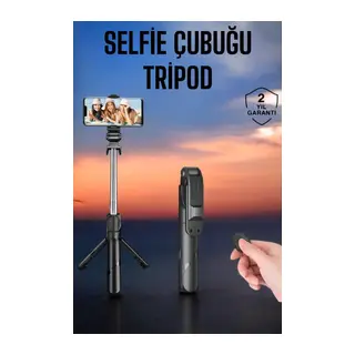 Tripod Kablosuz Bluetooth Bağlantılı Selfie Çubuğu 360 Derece Dönebilen