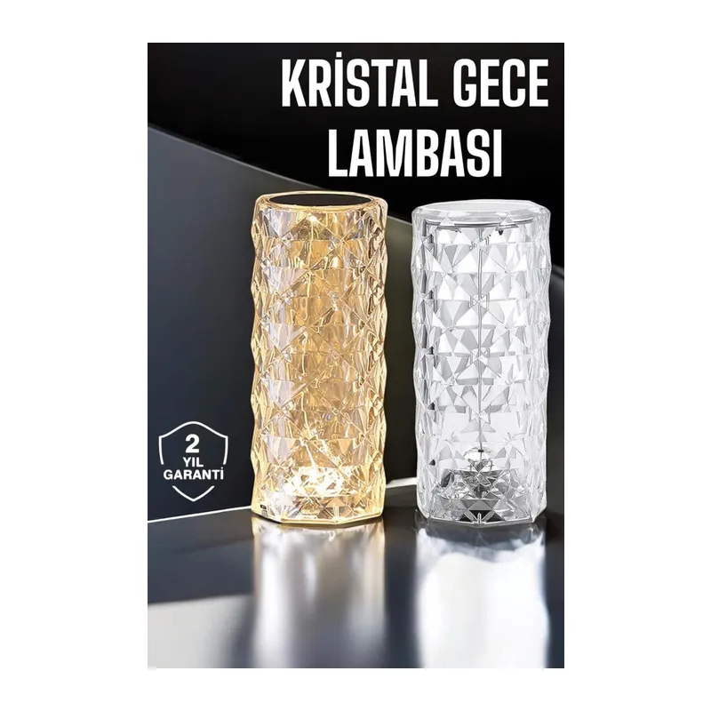 Gece Lambası Kristal Lamba Dokunmatik Şarjlı Hediyelik