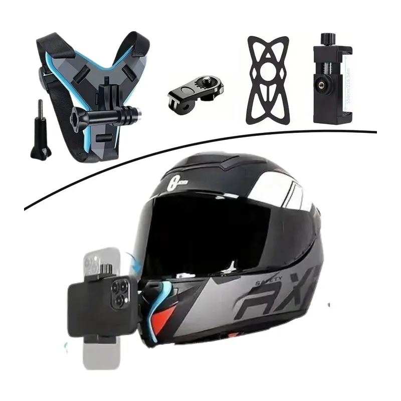 Motorsiklet Kask Önü Takılan Telefon Tutucu Aksiyon Kamerası Takılabilen Aparat- KASK DEĞİLDİR - SADECE APARAT GÖNDERİLİR
