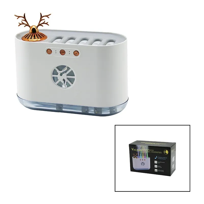 Geyik Figürlü 700ML Sese Duyarlı Usb Şarjlı - Renkli Ledli Işık Hava Nemlendirici Buhar Makine - Koku Giderici 4.5W