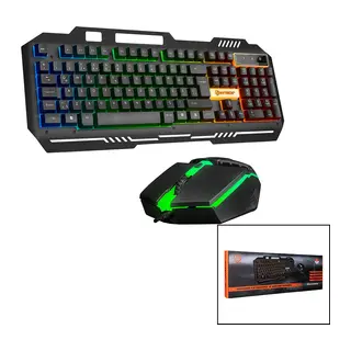 Everest HKM-X86 Quin Gökkuşağı Işıklı Usb Kablolu Klavye - Mouse Set 150CM Kablo