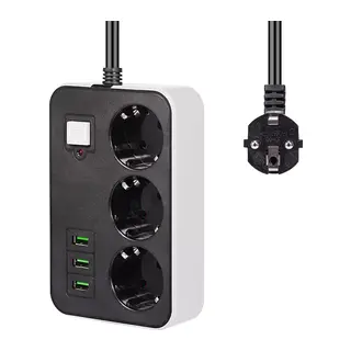 3 USB’li 3’lü 1.8 m Akım Korumalı Priz