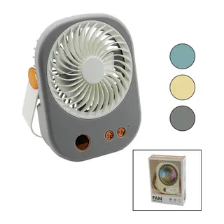 Işıklı Mini Fan Masa Üstü Usb Şarjlı 2İN1 Kulp=taşıma - Duruş 3 Kademe Hız 15.5X12CM BJJ-565