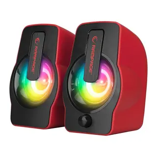 Kırmızı - Rgb Işıklı 1+1 Hoparlör Speakaer Set Usb Kablo 2.0 Multimedya - 6W