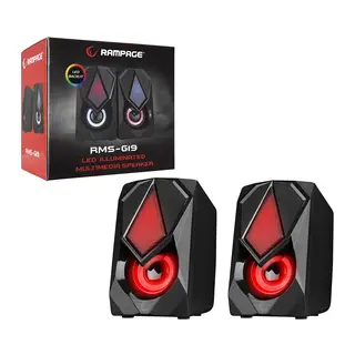 Siyah - Rgb Işıklı 1+1 Hoparlör Speakaer Set Usb Kablo 2.0 Multimedya - 5W
