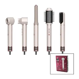 Rose Gold Air Brush 5İN1=BUKLE-HACİMLE-DÜZLEŞTİR-2-FIRÇA Saç Kurutma - Şekil Makinesi 1300W3-KDM.HIZ - Derece SHD-1729