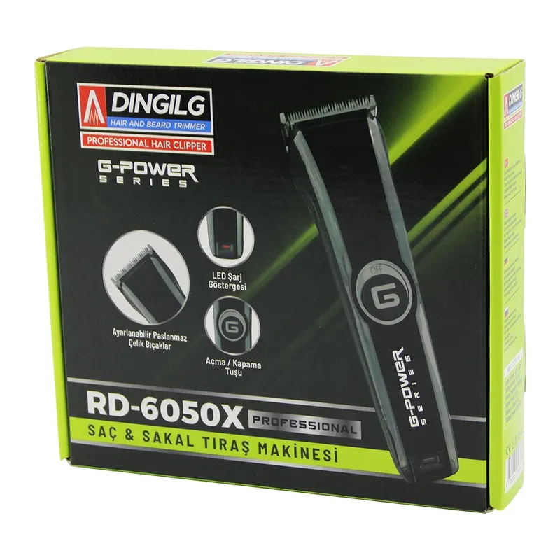 Saç Sakal Kesme - Traş Makinesi Fiş Şarjlı=led Gösterge Ayarlı BIÇAK=0.1-05MM RD-6050X G-powerg-plus