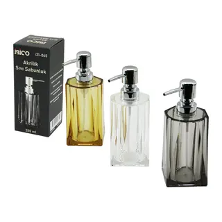 Uzun Kare Taban - Yvrlk Ağız - 4+4=8GEN Gövde Şeffaf - Renkli Akrilik - Mika Kristal Sıvı Sabunluk 280ML