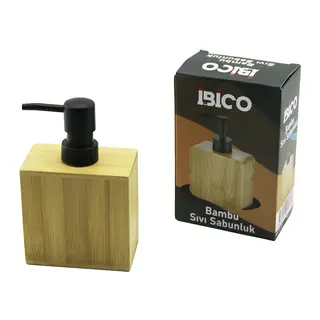 Dikdörtgen Ahşap Bambu Sıvı Sabunluk Siyah Plastik Pompa 5.8 X 9.9CM - Y: 10CM