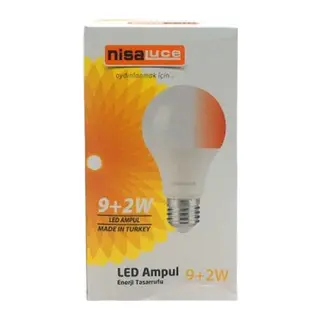 Nisaluce EAMP-074/BK 9+2W E27 Beyaz-kırmızı Led Ampul