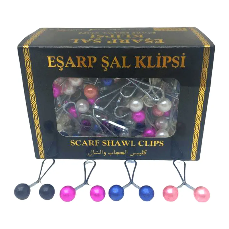 Renkli 100 Parça Eşarp Başörtü - Şal Klipsi