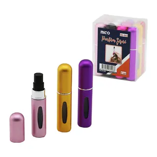 12 Adet Mini=cep - Çanta Boy Boş Sprey Parfüm Şişesi 5ML Renkli Pls. Seviye Pencereli