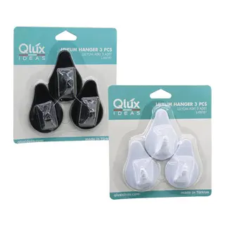 3PCS Lılyum Askı Siyah - Beyaz Plastik Yapışkanlı Montaj