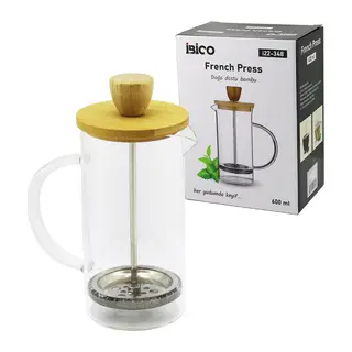 French Press Bambu Kapak 600ML Cam Bitki Süzgeçi