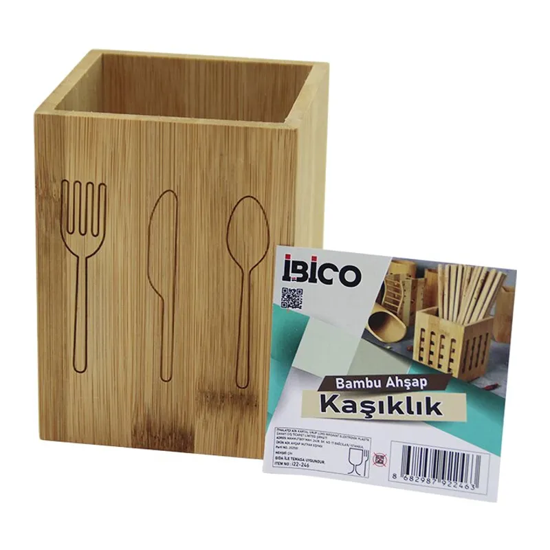 Küçük KARE=9X9CM Ahşap Bambu Kaşıklık Organizer