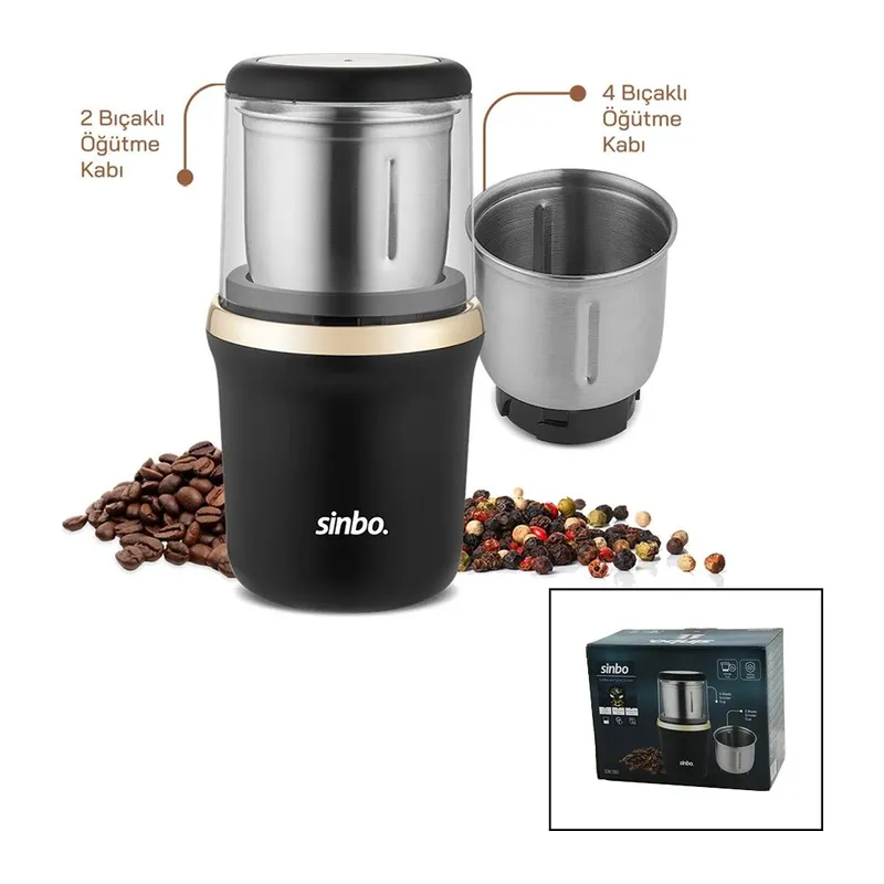 Elektrikli Gold Kahve - Baharat Öğütücü Makine 2PCS Çelik Öğütme HAZNE=2 Bıçaklı - 4 Bıçaklı 100GR Hazne 200W SCM-2982