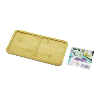 Dikdörtgen 2 Bölmeli Ahşap Bambu Yağdanlık Altlık Mini Tepsi 12 X 23.4 X 0.8CM