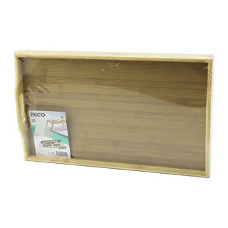 DİKDÖRTGEN=30X50CM Aç Kapa Ayaklı = 20CM Ahşap Bambu Sunum Tepsi