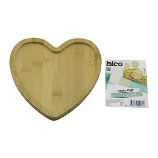 Kalp Model Ahşap Bambu Servis Sunum Tepsi - Tahtası 20.5 X 19.5 X 1.4CM