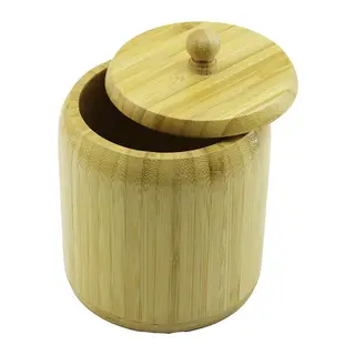 NO-12 Ahşap - Bambu Şekerlik Kapaklı Çap: 11.3CM Derinlik: 11CM