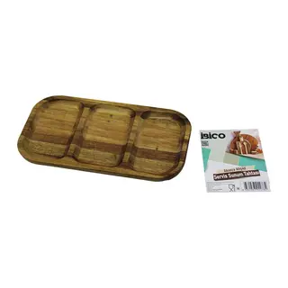 Akasya Dikdörtgen 3 BÖLMELİ=2+1 Ahşap Servis Sunum Tepsi - Tahtası 25 X 14 X 1.4CM