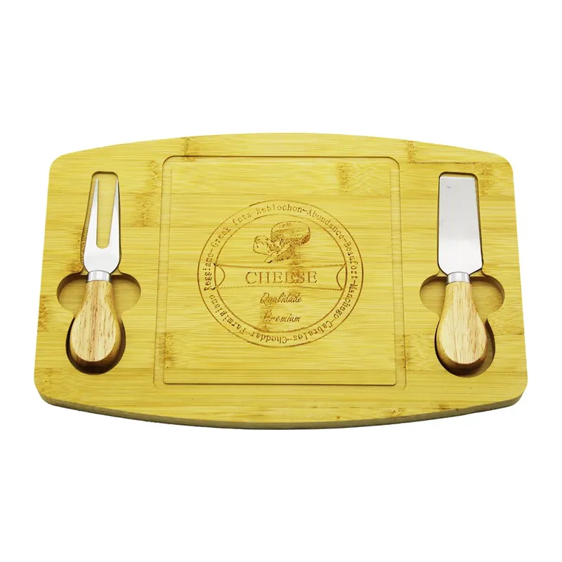 Bıçak Sağ-sol 19X29CM -1.5CM Ahşap Bambu Kahvaltı Peynir Sunum Tabak 2PEYNİR Bıçak=ahşap Saplı