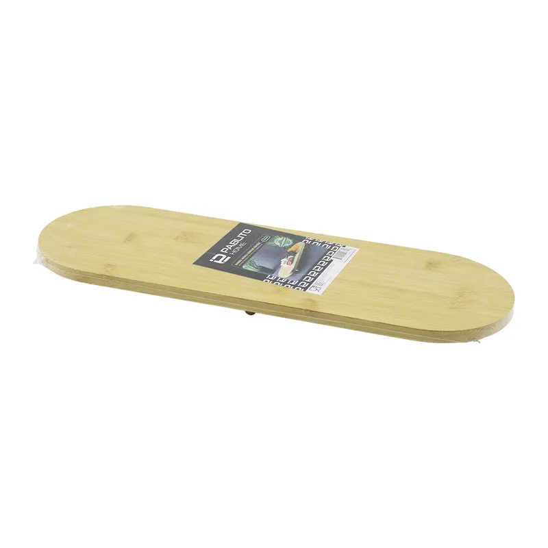 Oval Ahşap Bambu 3 MİNİ=1CM Ayaklı Sunum Tepsisi 15X44X1.5CM