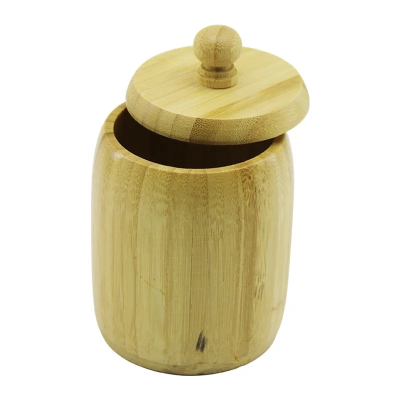 NO-8 Ahşap - Bambu Şekerlik Kapaklı Çap: 7.5CM Derinlik: 8.5CM