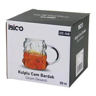 Üzüm - Kabarcıklı Kulplu Cam Bardak Termisil - Isıya Dayanıklı Borosilikat 350ML