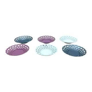 6 Parça Renkli Plastik Çay Tabak
