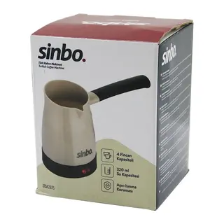 Sinbo SCM-2975 Elektrikli Cezve Pls.türk Kahve Makine Çelik Gizli REZİSTANS700W 4 Fincan - 320MLTAK-ÇIKAR Kulp