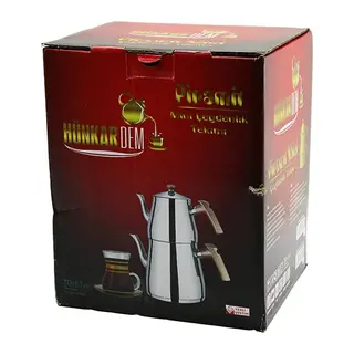 Pramit Mini Boy Çelik Çaydanlık Seti - Takımı Renkli Bakalit Kulp Üst Demlik: 0.9LT - Alt Suluk: 1.5LT Kendinden Süzgeçli