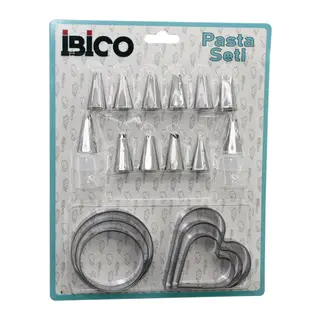 20PCS Pasta Süsleme Uç Seti= 12-METAL Kurabiye Kalıp METAL=3-KALP - 3-YUVARLAK 2-UÇ Tutucu Pls.adaptör