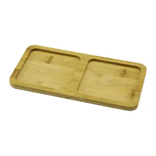 2 Bölmeli Dikdörtgen Ahşap Bambu Yağdanlık Altlık Mini Tepsi 20X10X0.8CM