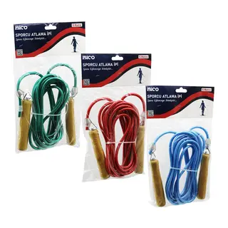 Ahşap Saplı Pvc Atlama İpi Renkli 5MT