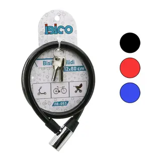 Anahtarlı Metal Kafa Bisiklet Kilit Çelik Tel Siyah Şeffaf Kılıf 12MMX80CM