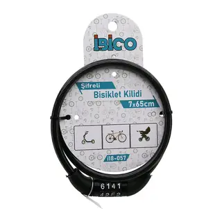 Şifreli Eko - İnce Bisiklet Kilit Çelik Tel Siyah Şeffaf Kılıf 7MMX65CM