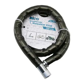 Tüp Anahtarlı Metal Kafa Çelik Motor - Bisiklet Kilit Silindirik Spiral Kilit Siyah Kılıf 22MM X 100CM